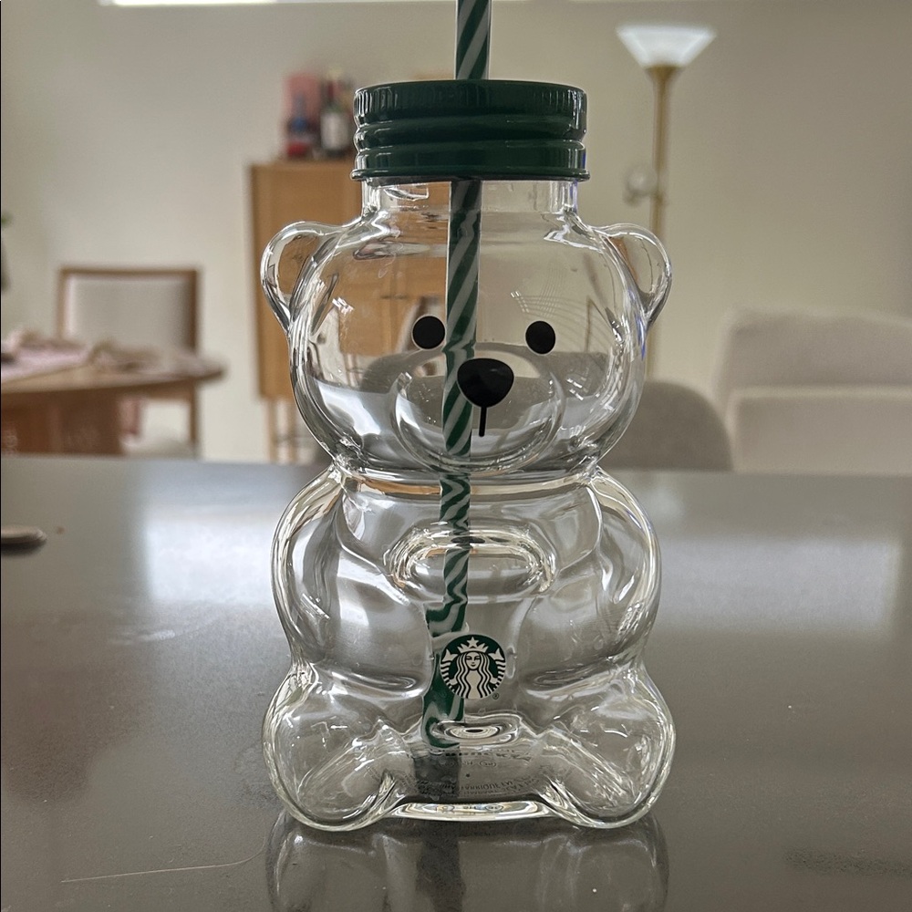 Starbucks Clear Bearista Tumbler with Green Lid